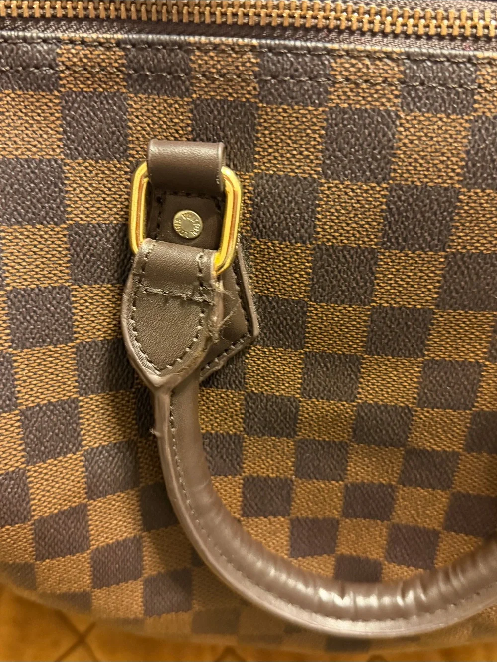 Classic Brown Checkered Top-Handle Women’s Purse